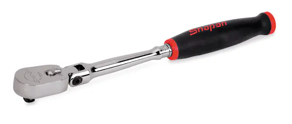 1/4" Drive Dual 80® Technology Soft Grip Long Handle Flex-Head Ratchet (Red)